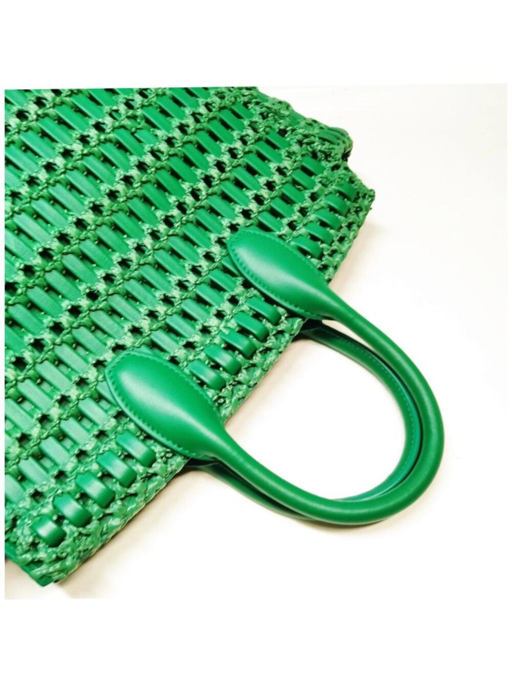 Authentic Salvatore Ferragamo Studio Woven Leather Tote Bag Green Gancini Luxury - Picture 8 of 16